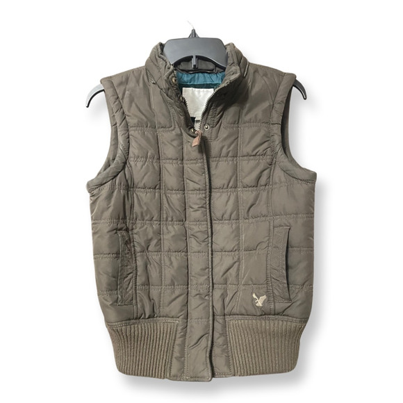 American Eagle Outfitters Jackets & Blazers - American Eagle Outfitters Womens Puffer Vest Solid Gray Full Zip Front M